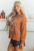 Embroidered Oversized Drop Shoulder Round Neck Pullover Sweater