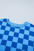 Plaid Long Sleeve Crop Top Elastic Waist Two Piece Short Set