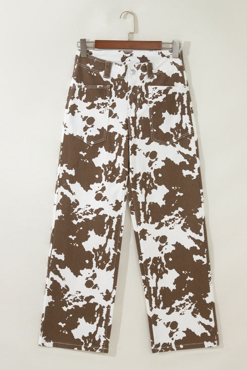 Abstract Pattern Regular Fit Full Length Western Jeans