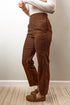 Corduroy Elastic Waist Straight Leg Ankle Length Pants