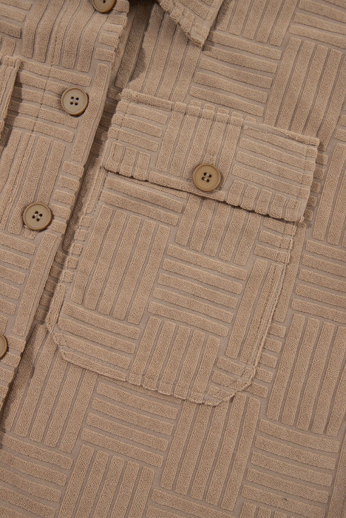 Casual Textured Chest Pocket Button Up Jacket