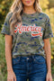 Western Camouflage Letter Print Patriotic Graphic Tee