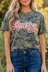 Western Camouflage Letter Print Patriotic Graphic Tee