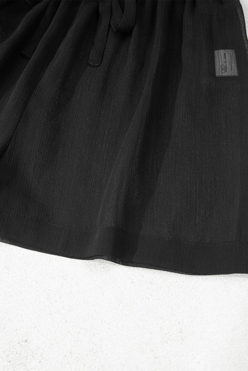 Sheer Long Sleeve Button Down Collar Beach Shirt