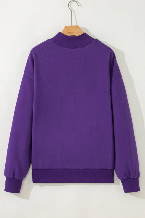 Cute Ghost Print Mock Neck Friendly Spooky Sweatshirt