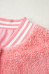 Varsity Striped Trim Patchwork Sherpa Fleece Vest