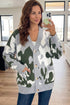 Camouflage Drop Shoulder V Neck Button Front Cardigan