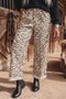 Western Print Zebra Pattern Elastic Waist Pocket Full Length Pants