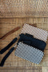 Checkered Woven Fringe Tassel Pu Leather Wristlet Handbag