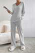 Ribbed Knit Wide Leg Slouchy Two Piece Loungewear