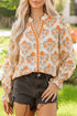All Over Floral V Neck Southern Belle Long Sleeve Blouse