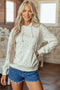 Floral Print Ribbing Drawstring Hem Long Sleeve Hoodie