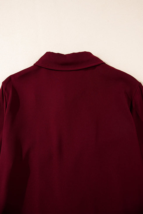 Collared Tab Sleeve Zip Up Flap Detail Casual Jacket