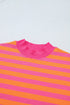 Striped Patchwork Mock Neck Pullover Dress Set