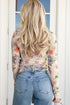 Floral Sheer Mesh Thumbhole Slim Fit Long Sleeve Top