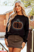 Polyester Cotton Rhinestone Pumpkin Graphic Pullover Sweatshirt