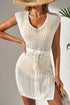 Sleeveless Hollow Out Drawstring Waist Knit Cover Up Dress
