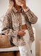 Leopard Print Patch Pocket Long Sleeve Collared Jacket