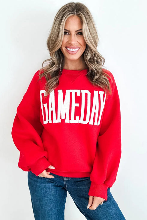 Easy Embroidered Patch Pattern Casual Shift Sweatshirt