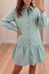 Striped Pattern Shift Long Sleeve Mini Dress