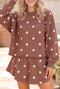 Polka Dot Raw Hem Relaxed Pullover Loose Skort Two Piece Short Set