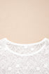 Sheer Mesh Lace Feminine Detail Long Sleeve Top