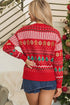 Gingerbread Tree Pattern Round Neck Pullover Sweater