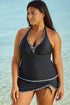 Empire Waist Halter V Neck Skirted Tankini Set