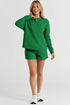 Textured Long Sleeve Top And Drawstring Lounge Short Sets