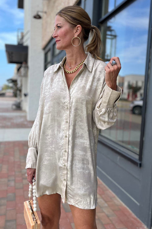 Velvet Textured Long Sleeve Shift Mini Dress