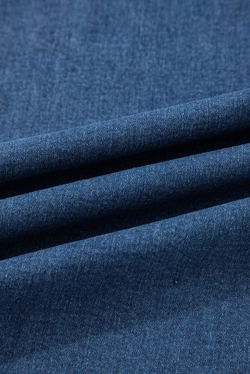 Elastic Waist Ruffled Wide Leg Denim Pants