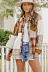 Textured Western Patchwork Corduroy Pocket Plaid Shacket
