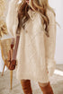 Long Sleeve Cable Knit Crew Neck Sweater Dress