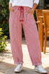 Striped Pattern Drawstring Detail Loose Fit Pants