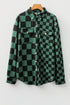 Checkered Print Flap Pocket Button Front Shacket