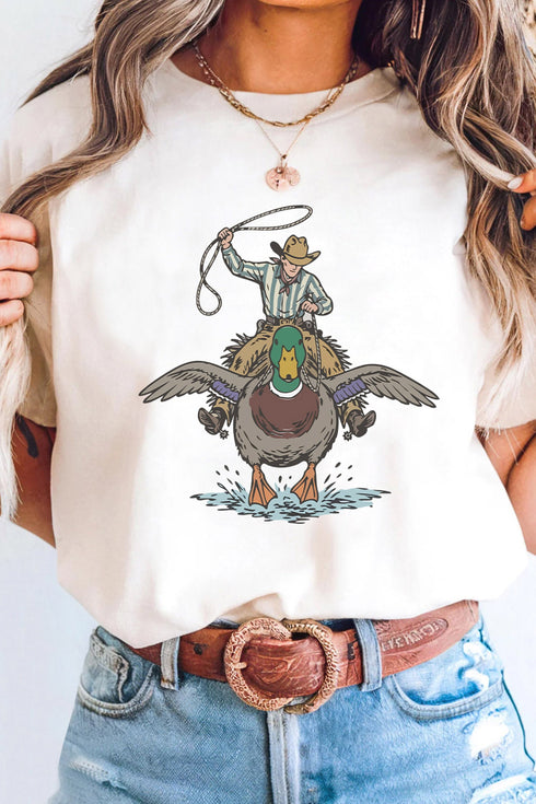 Western Duck Print Graphic Novelty Statement Tee