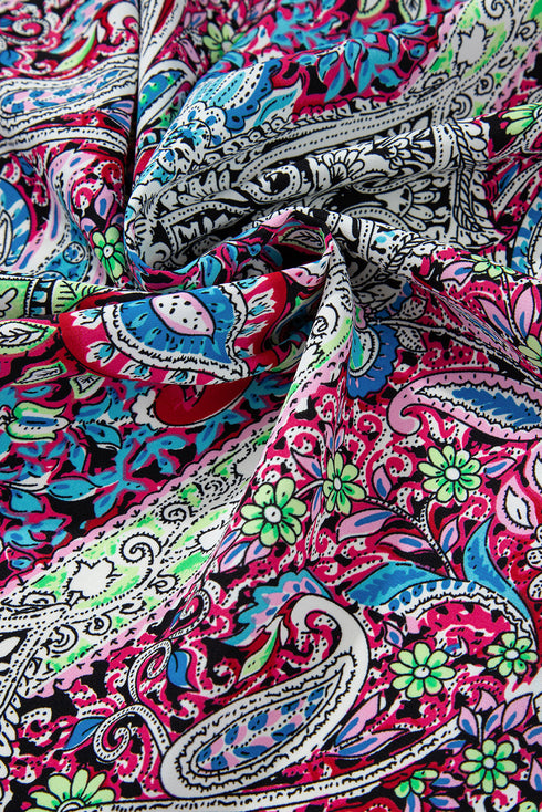 Bohemian Paisley Print Open Front Kimono