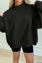 Unpatterned Raised Mock Neck Oversized Fit Sweatshirt