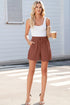 Lace Splicing Drawstring Elastic Waist Loose Linen Casual Shorts