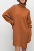 Oversized Turtleneck Center Seam Knit Sweater Dress