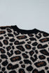 Leopard Star Pattern Round Neck Long Sleeve Shift Sweater