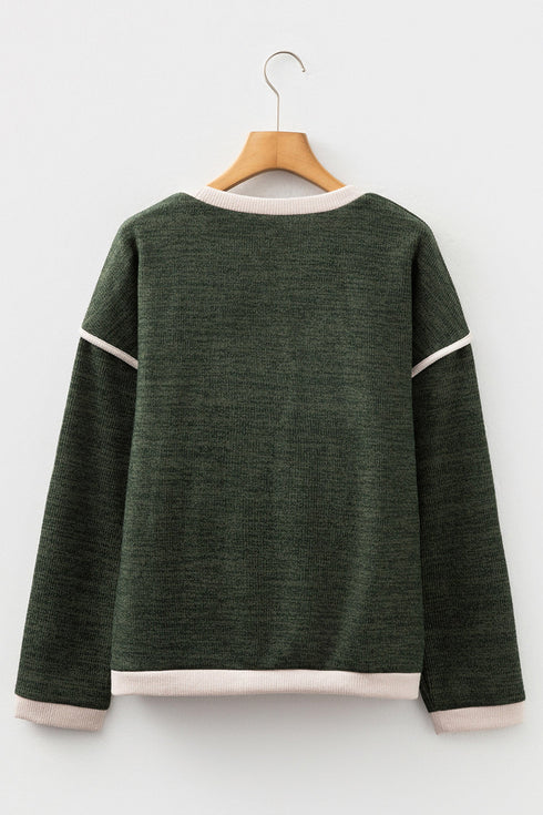 Four Leaf Clover Mallard Duck Graphic Trim Patchwork Knit Tee