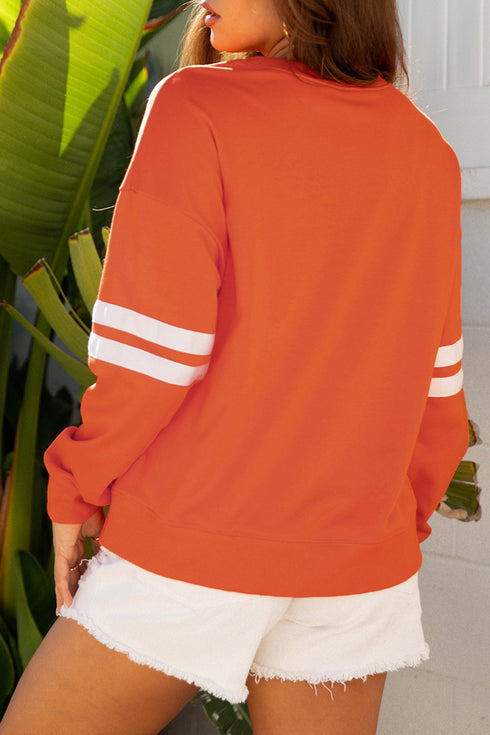 Floral Pumpkin Cross Print Banded Sleeve Faith Sweatshirt