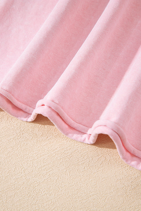 Acid Wash Star Applique Rolled Trim Pants Set