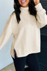 Statement Leopard Detail Mock Neck Split Hem Top