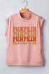 Pumpkin Print Graphic Mock Neck Statement Tee
