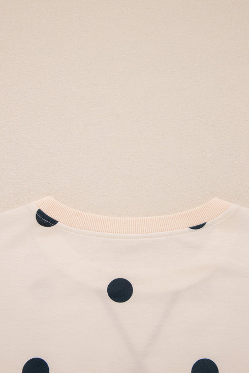 Playful Polka Dot Relaxed Split Hem Pullover Top