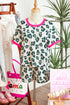 Western Style Leopard Print Contrast Trim Short Set