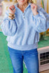 Polka Dot V Neck Metal Button Long Sleeve Sweatshirt