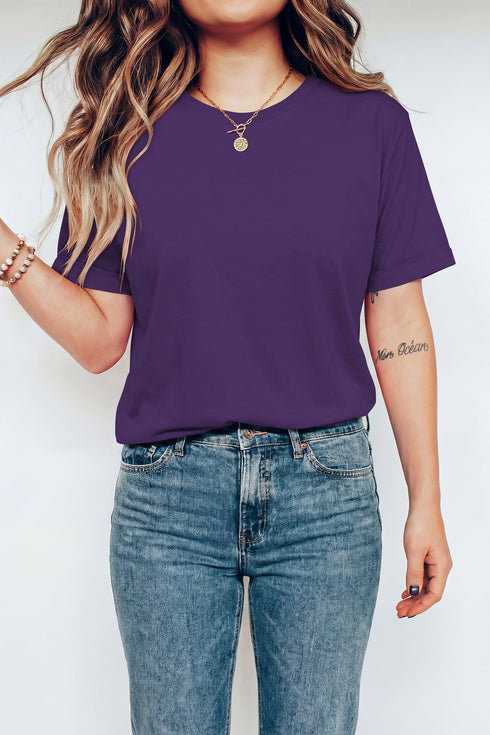 Soft Stretch Blend Crew Neck Short Sleeve Tee